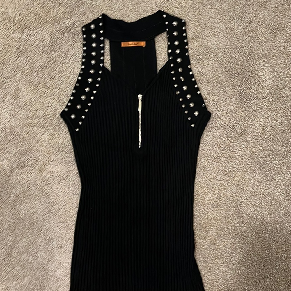 Sexy studded zipper top